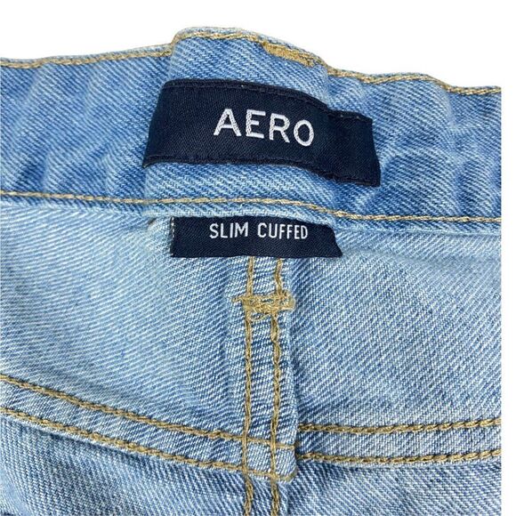 Aeropostale Aero Men's Slim Light Wash Distressed Cuffed Jean Denim Shorts US 31 - Picture 13 of 14